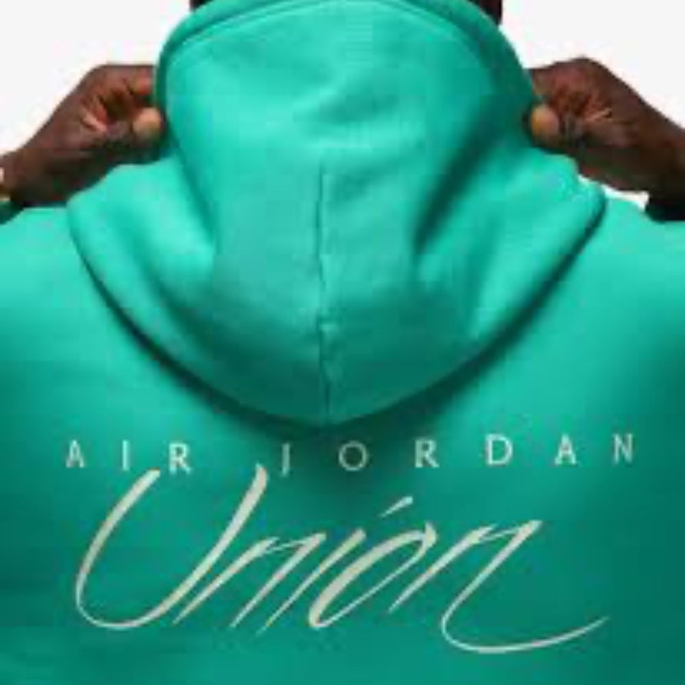 Air Jordan Union teal blue Green Hoodie L pullover sweatshirt L